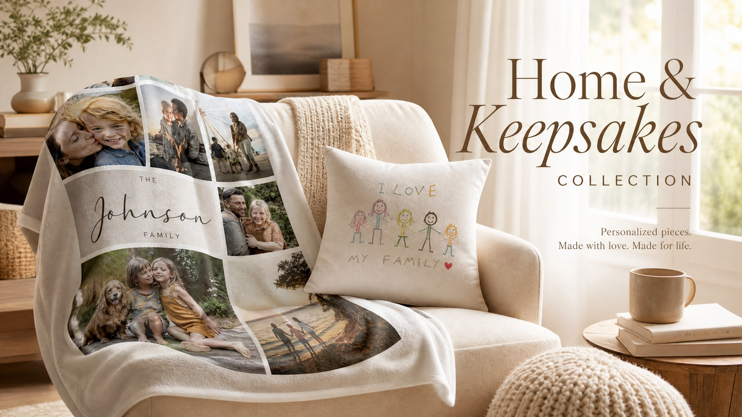 "Heart of the Family" Photo Collage Blanket